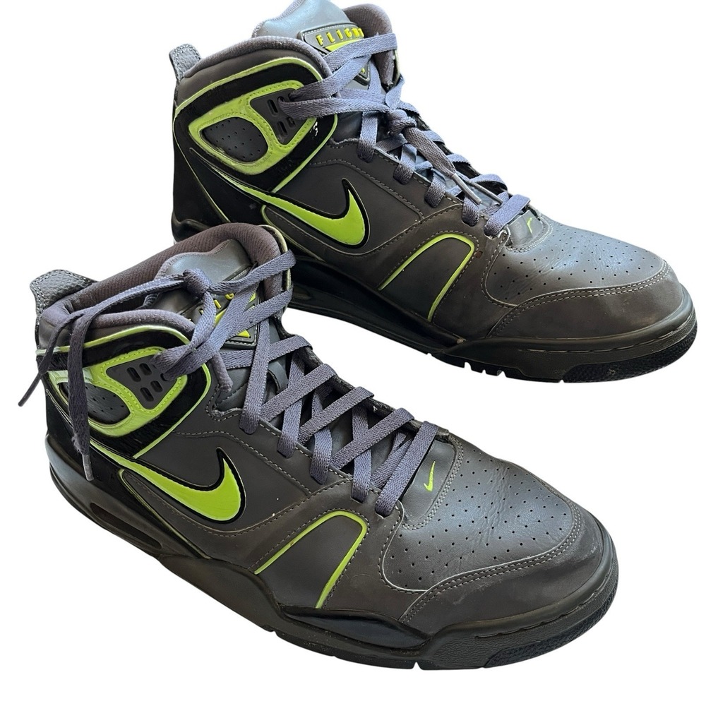 Nike Air Flight Falcon Dark Grey Voltage Black Men Size 14 Mid Sneaker 397204030